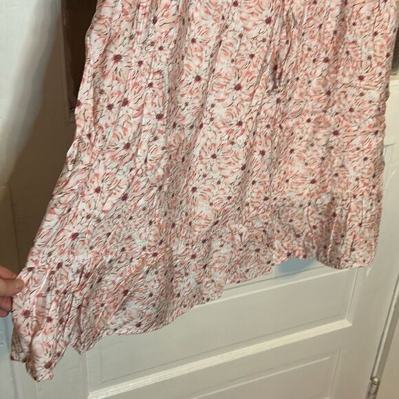 SO Women’s Pink Floral Ruffled Mini Sundress Tunic with Pockets Size 2X - Picture 3 of 7
